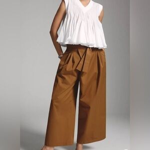 Anthropologie Exquise Pleated Tie-Front Trousers S